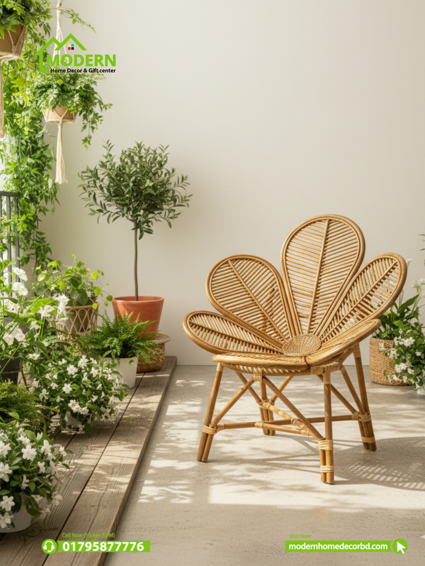 FlowerRattan Cane Chair - Image 3