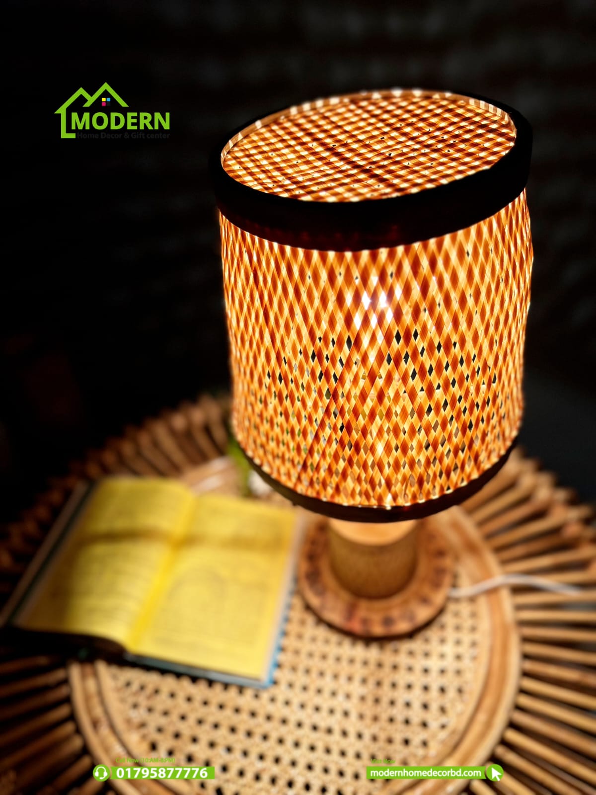Premium Bamboo Lattice Table Lamp - Image 5