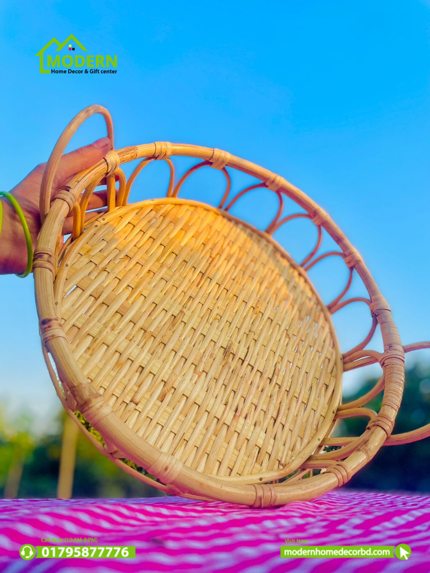 Cane Handle Round Tray