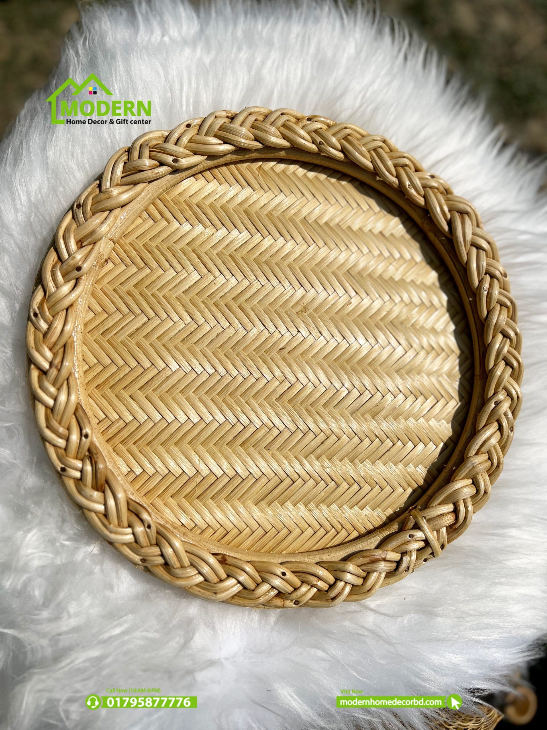 Cane Round Braided Tray - Image 3