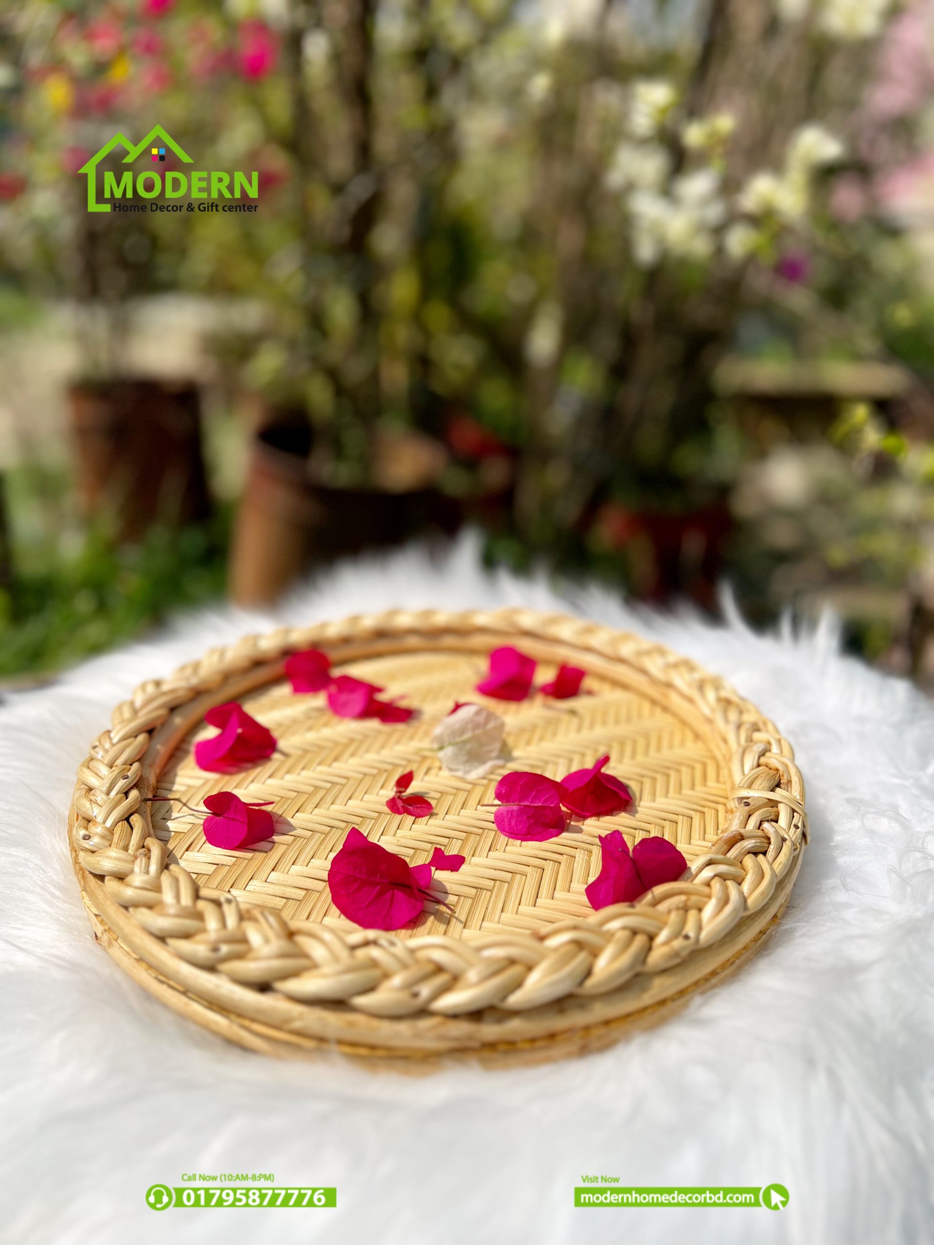 Cane Round Braided Tray