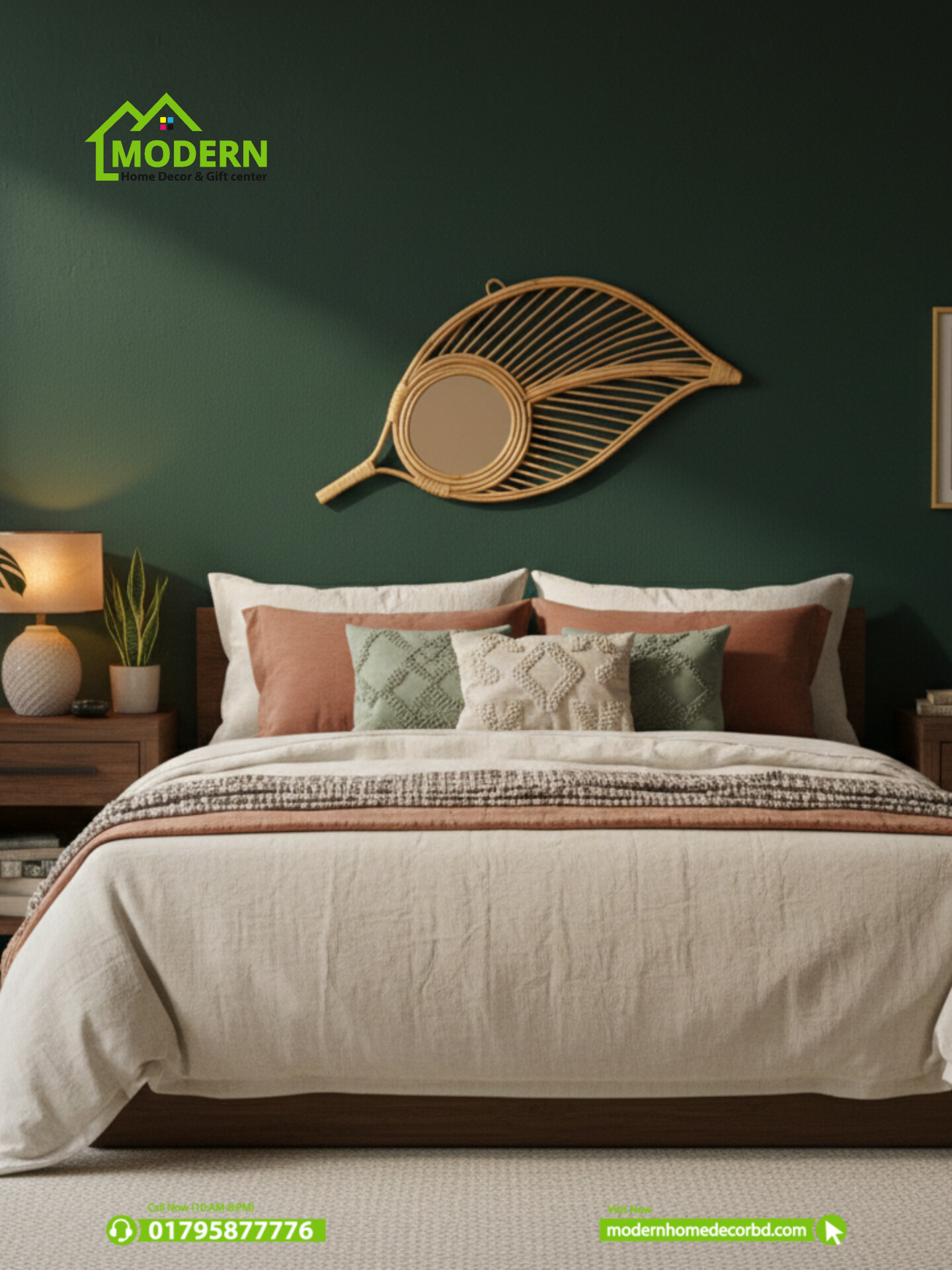 Leaf Shaped Rattan Mirror - Image 5