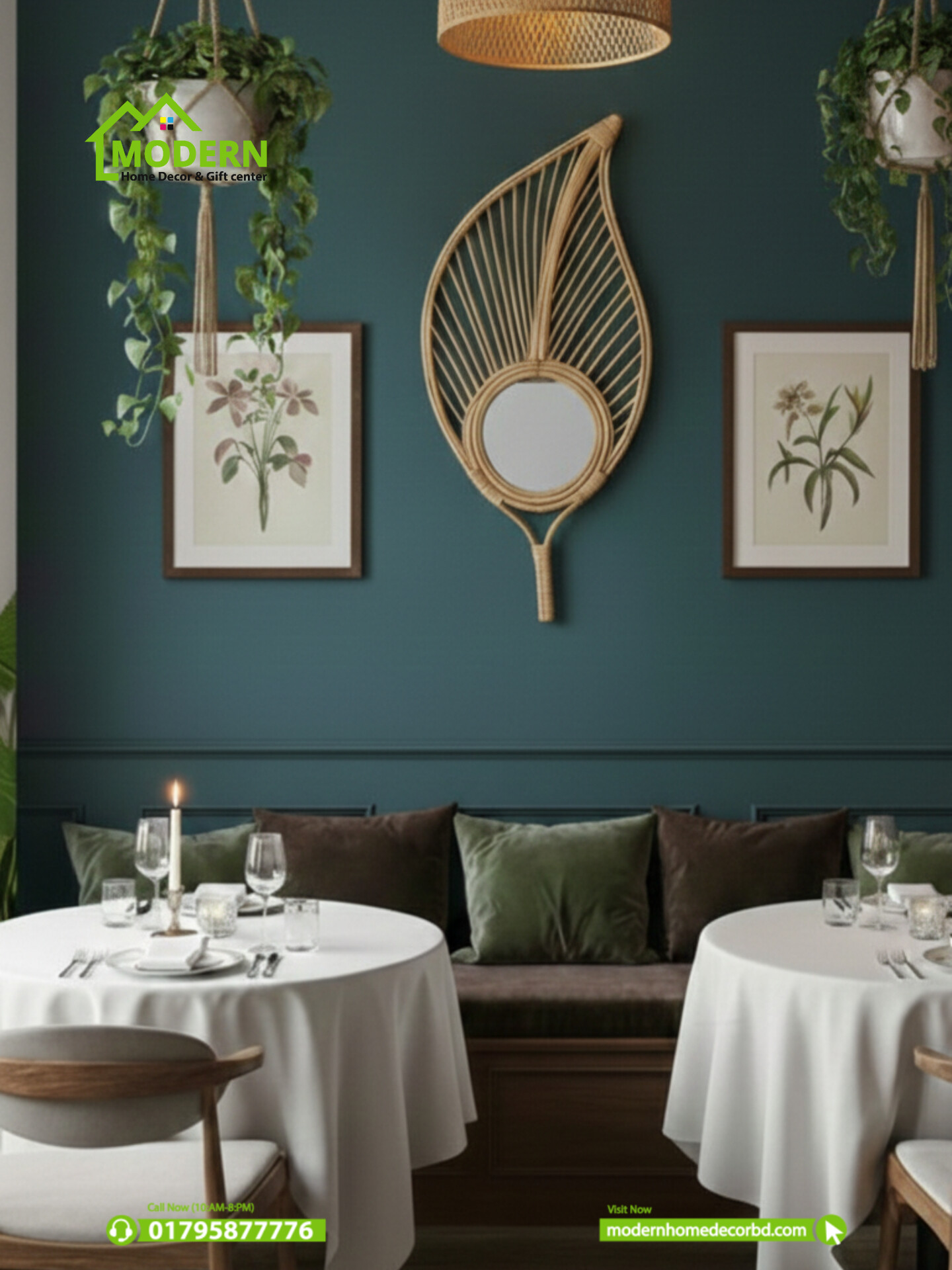 Leaf Shaped Rattan Mirror - Image 4