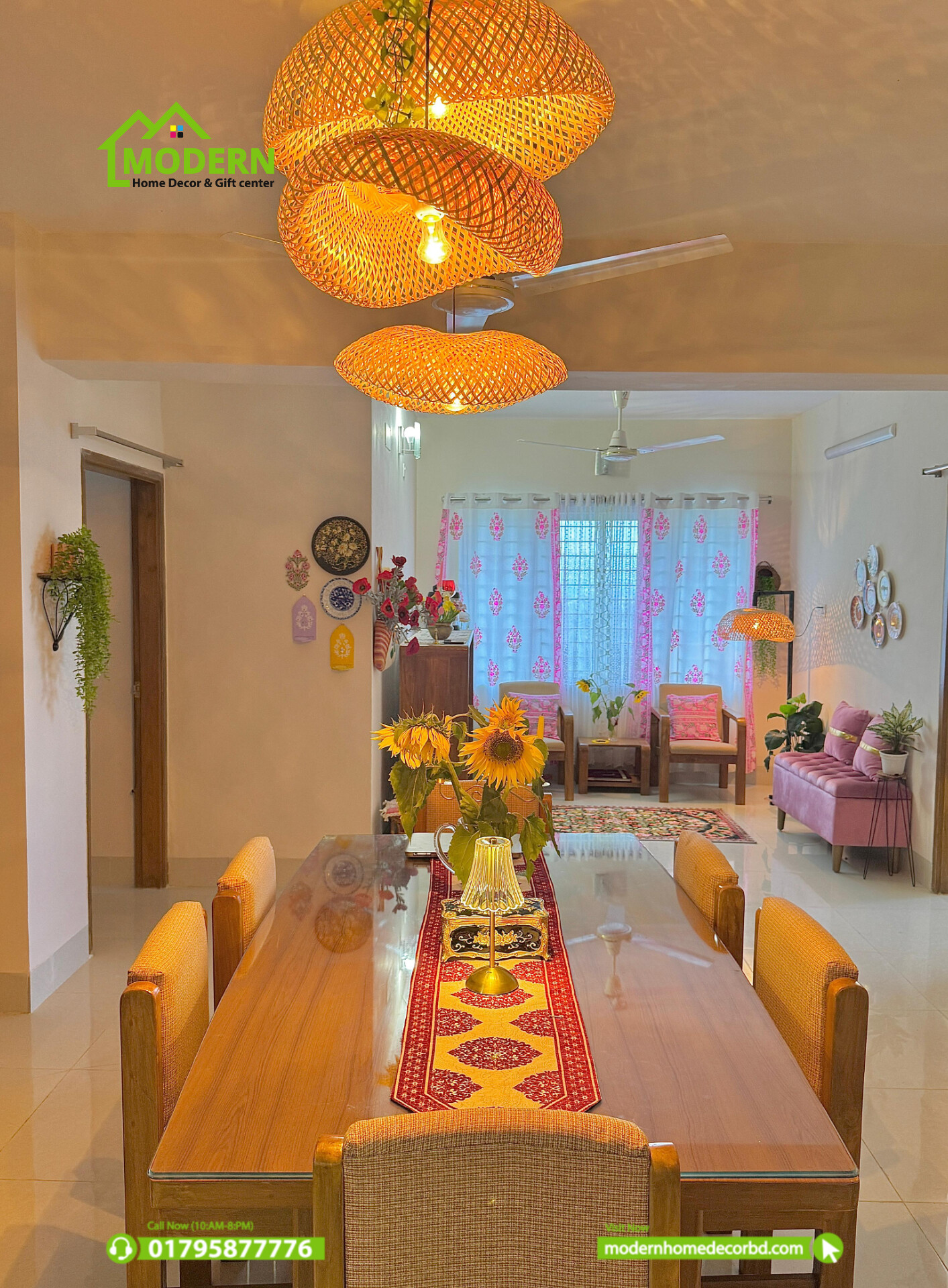 Handcrafted 3-Layer Bamboo Snail Pendant Light